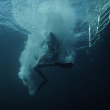 Person jumping in water