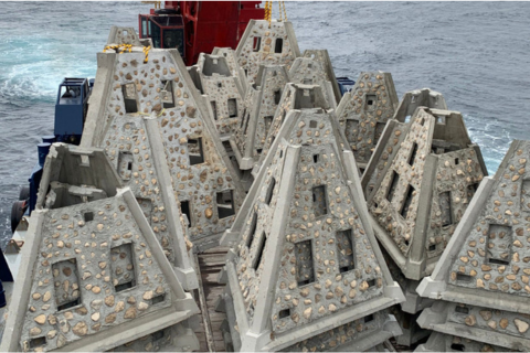 Prefabricated artificial reef modules off Destin-Fort Walton Beach coast
