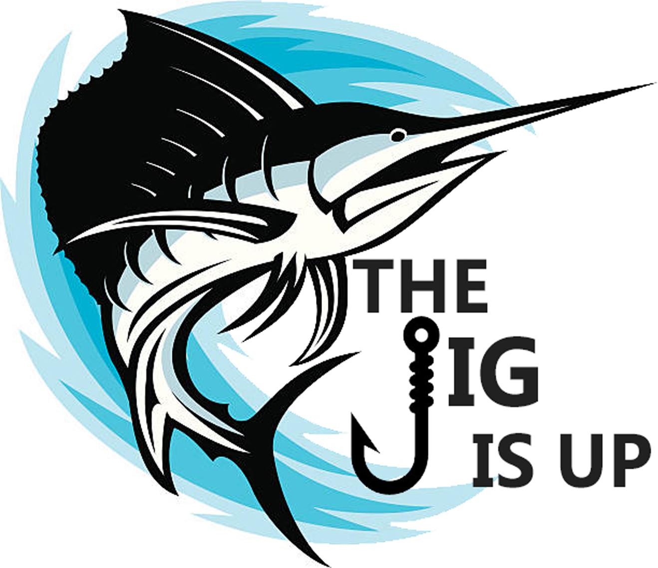 Stylized marlin with text
