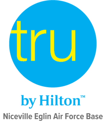 Logo for Tru by Hilton Niceville Eglin Air Force Base, featuring