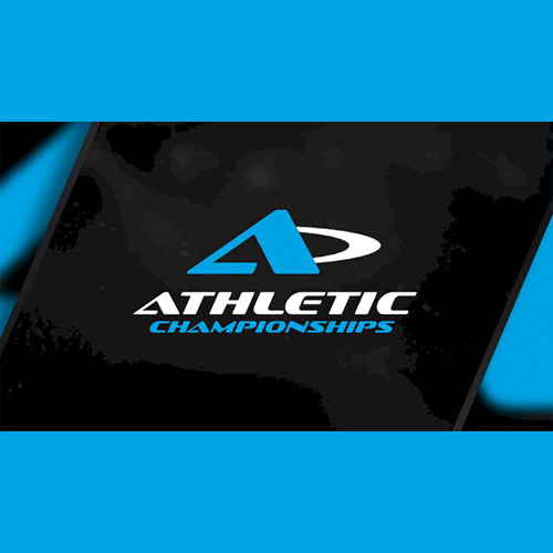 Logo for Athletic Championships featuring a stylized blue "A" and the words "ATHLETIC CHAMPIONSHIPS" on a black background with blue borders.