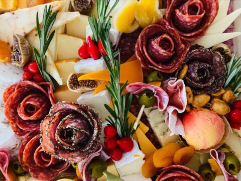 close up of charcuterie board